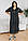 Легка темно-сіра сукня вільного крою FREE SIZE (на ОГ 120-135 см) з зав'язками ззаду і вишивкою спереду №214-2, фото 2