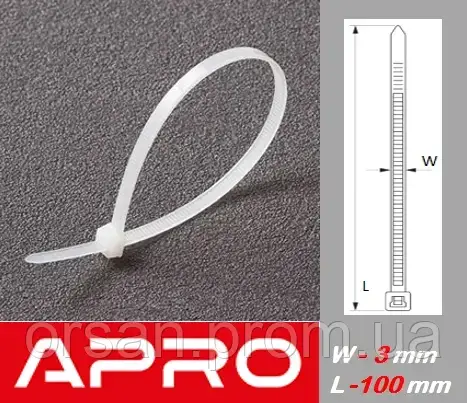 Стяжка кабельна нейлонова 3 x 100 мм біла