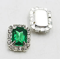 Стразовий декор 20*16 мм (декор пришивний), колір каменю-зелений, шт., Зелений