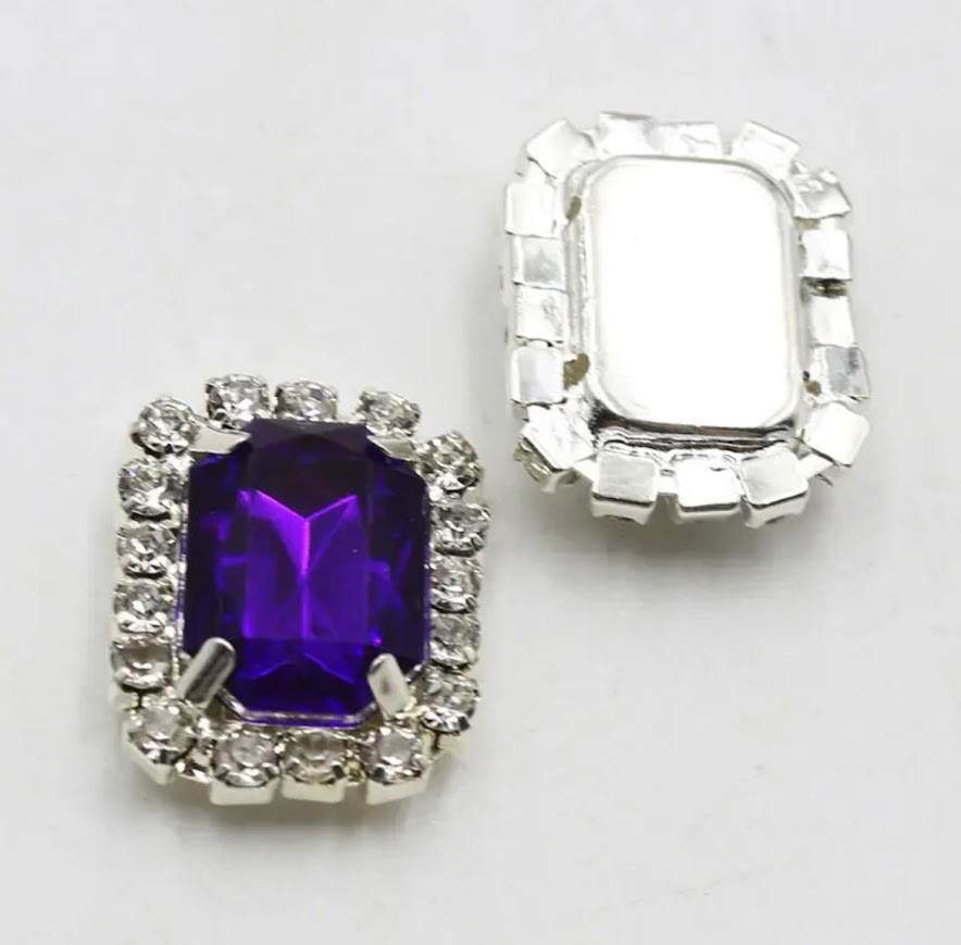 Стразовий декор 20*16 мм (декор пришивний), колір каменю-фіолетовий, шт, Фіолетовий, фото 1