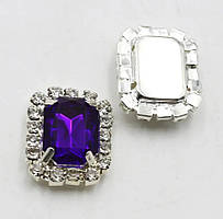 Стразовий декор 20*16 мм (декор пришивний), колір каменю-фіолетовий, шт, Фіолетовий