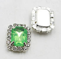 Стразовий декор 20*16 мм, (декор пришивний), колір каменю-салатовий, шт, Салатовий