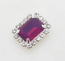 Стразовий декор 20*16 мм, (декор пришивний), колір каменю-темна малина, шт, Малиновий