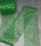 Фатинова стрічка (фатин) - Срібна зірочка, ширина 6 см, зелений, метр, Зелений, фото 2