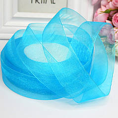 Стрічка з органзи, 2,5 см, бірюзовий