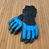 Теплые подростковые перчатки на меху от 12 до 14 лет цвет синий