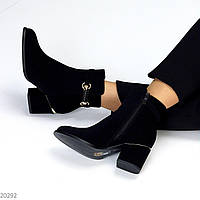 Шикарні демісезонні чорні замшеві ботинки жіночі щоденні, стильні популярні черевики 36 37 38 40