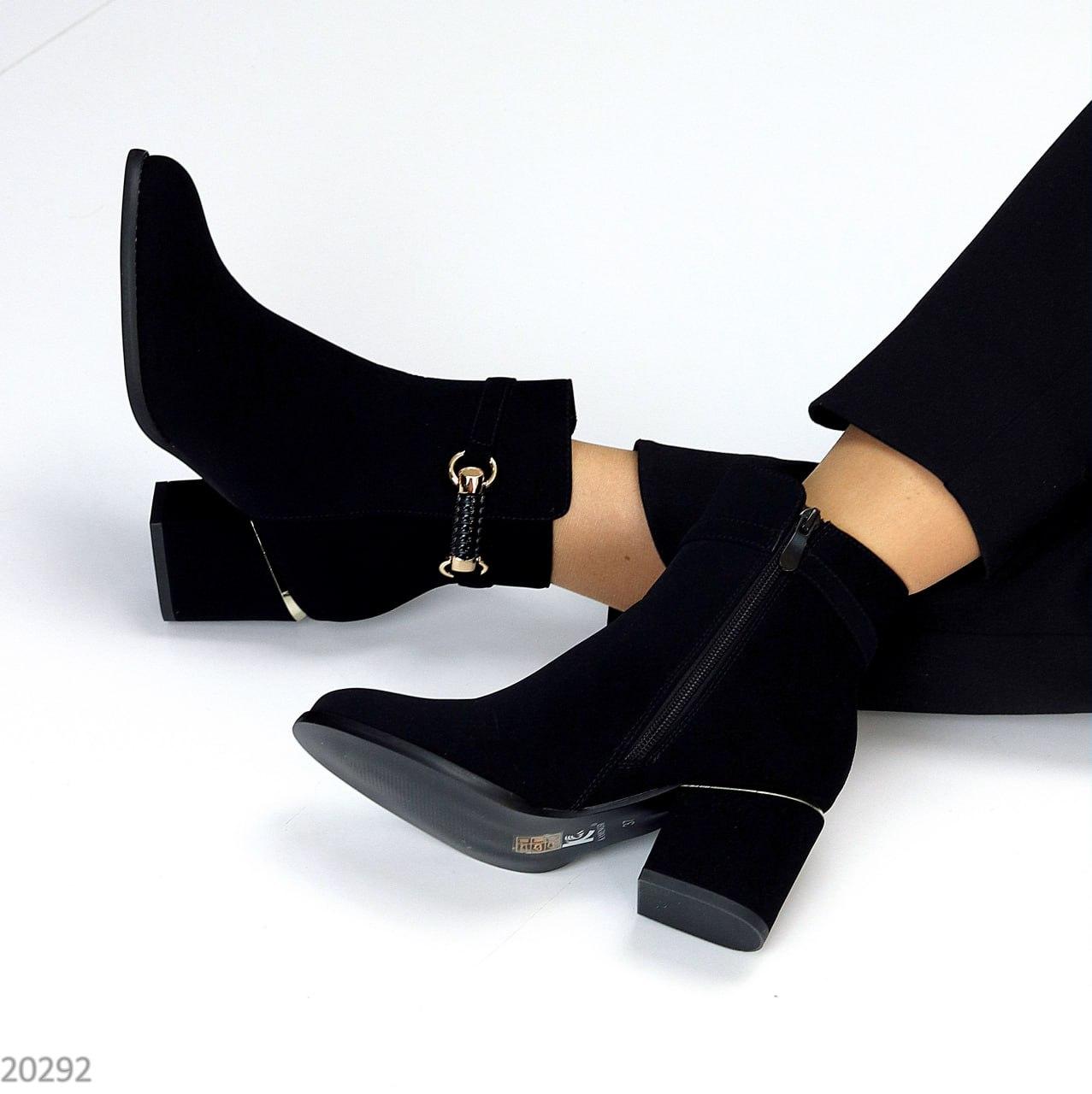 Шикарні демісезонні чорні замшеві ботинки жіночі щоденні, стильні популярні черевики, купити недорого