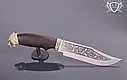 Нож ручной работы "Тёмный волк" 160х34х2.4мм из инструментальной стали и рукоятью из мореного дуба, фото 3