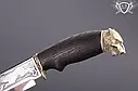 Нож ручной работы "Тёмный волк" 160х34х2.4мм из инструментальной стали и рукоятью из мореного дуба, фото 4