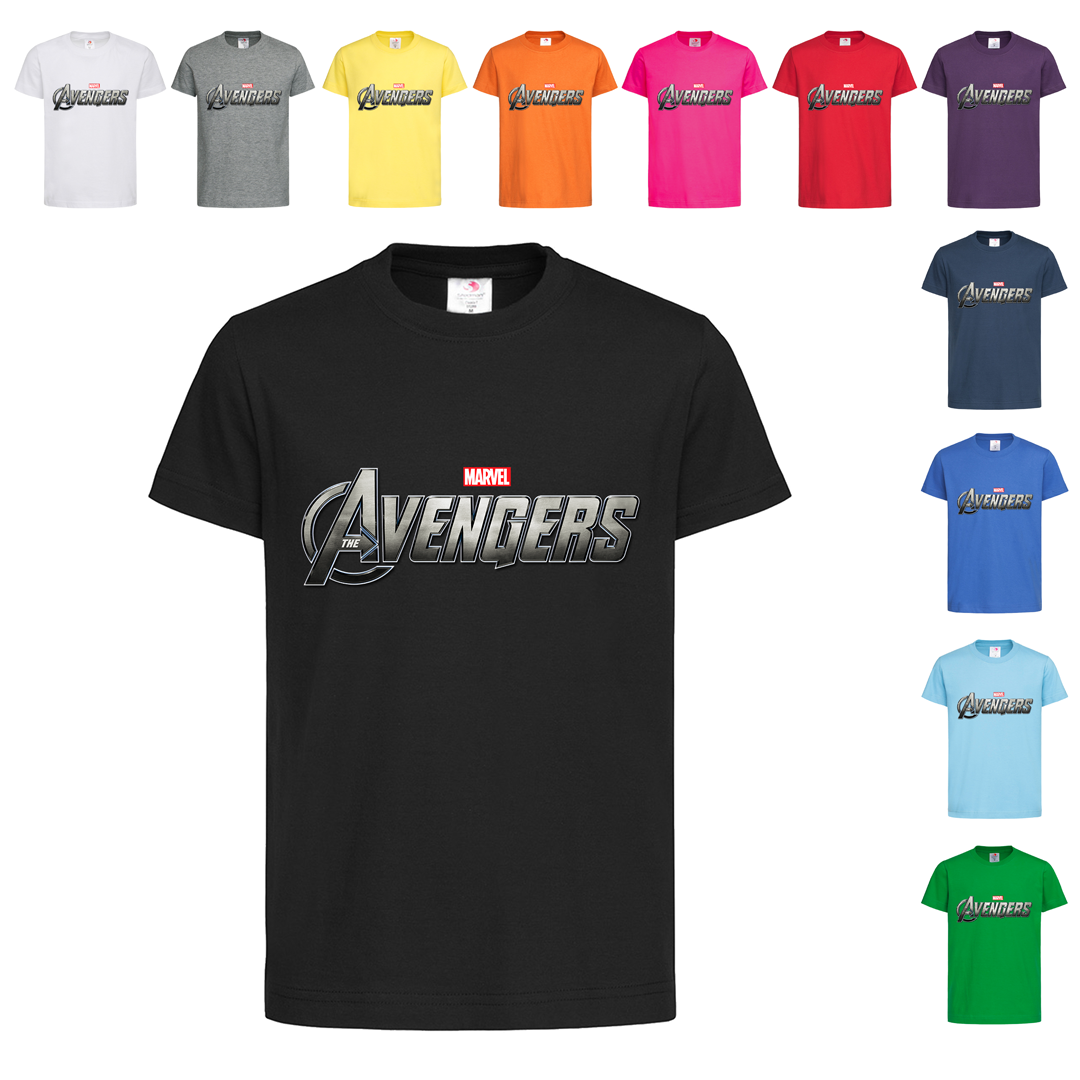 Чорна дитяча футболка З написом Avengers (12-2-9-4), фото 1
