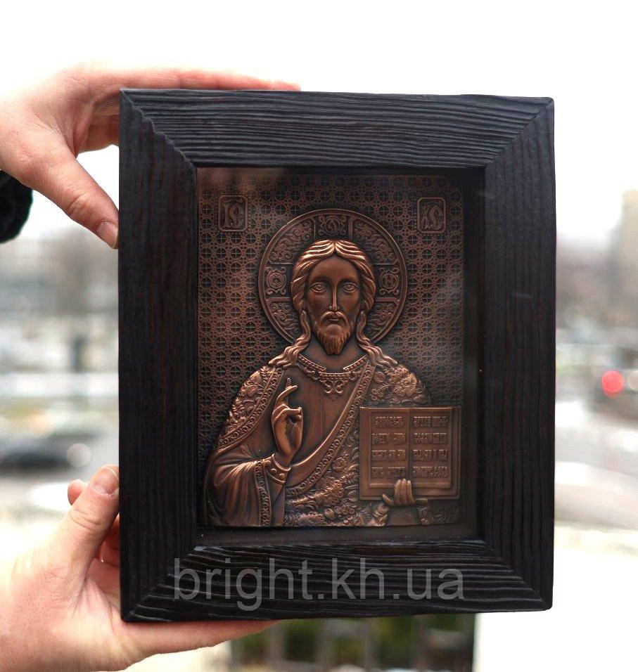 Мідна ікона Микола чудотворець L (23Х27см) ексклюзивна ОСВЕЧЕННА, фото 1
