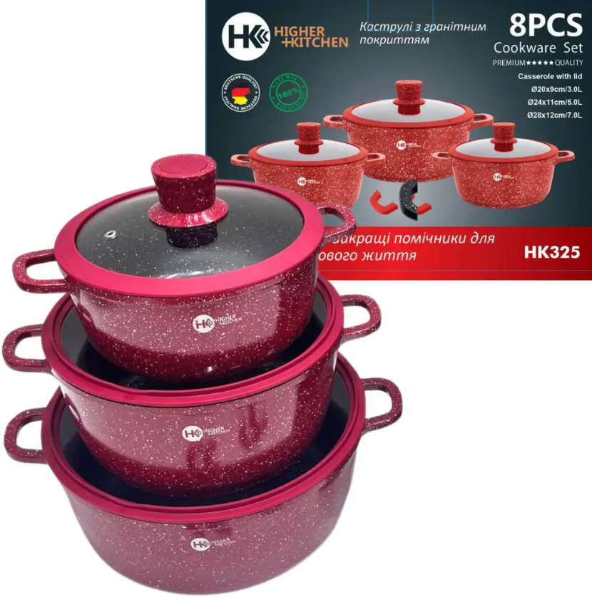 Гранитная посуда для индукционных плит, наборы кастрюль для индукции с ...
