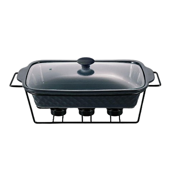 Марміт прямокутний 2л 36см кераміка скляна кришка + метал.підставка чорний 6421 KAMILLE