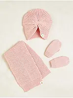 Набір дитячий рожевий шапка рукавиці та шарф George1-3 роки