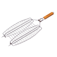 Решетка-гриль для рыбы с деревянной ручкой 36*25*2см Скаут