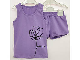Літній костюм для дівчинки "Квіточка", майка і шорти, фулікра, від 86-92 см до 116-122см