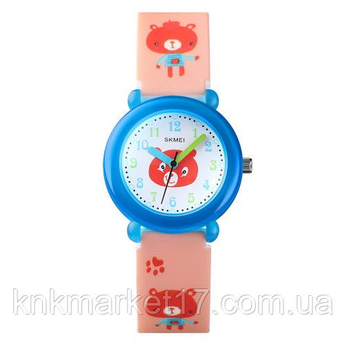Мультяшний кварцовий дитячий годинник Skmei 1621BUPK Blue-Pink, фото 1