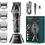 Машинка тример для волосся VGR V-653 професійна з підставкою для зарядки, фото 2