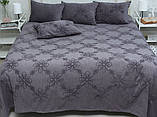 Покривало бавовняне з вишивкою 240х250 ТМ PrimaTeks Mystery grafit, фото 3