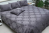Покривало бавовняне з вишивкою 240х250 ТМ PrimaTeks Mystery grafit, фото 2