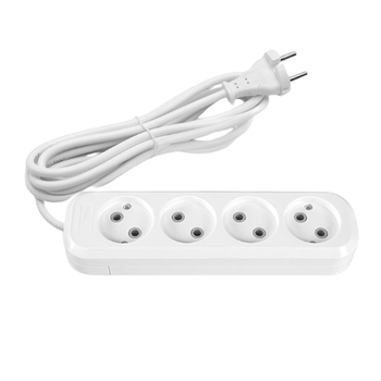 Подовжувач без заземлення 4 розетки 3м d1мм білий Standard Titanum
