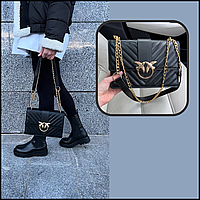 Прямоугольная женская трендовая средняя сумка черная pinko из новой коллекции, сумочки красивые женские