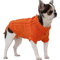 Светр для собак в'язаний «Преміум», помаранчевий, одяг для собак дрібних, середніх порід
