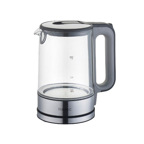 Електрочайник 1,7л 1850-2200W скло (диск) сірий EK-02GG Metec