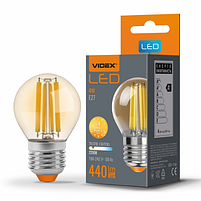 Лампа G45 4W E27 2200К 220V Filament A LED Videx, фото 3
