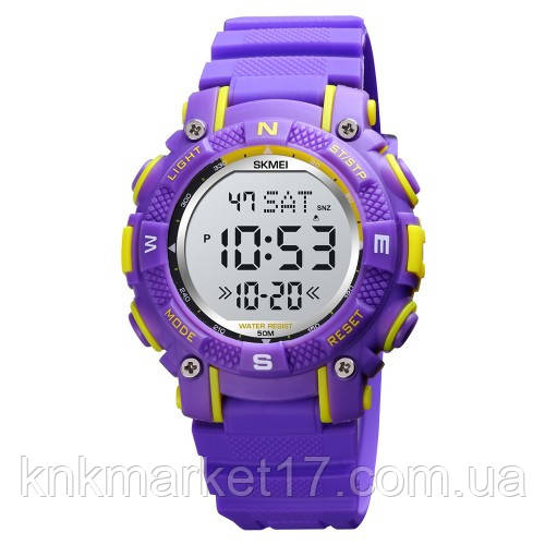 Дитячий ручний водонепроникний (50м) стильний годинник Skmei 1613PL Purple, фото 1
