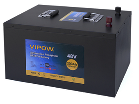 Акумуляторна батарея Vipow LiFePO4 51,2V 200Ah з вбудованою ВМS платою 100A (520*400*300)