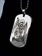 Армейский жетон з гравировкой иконы Святой Георгий Победоносец и молитвой, ювелирная сталь