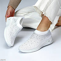 Білі легкі жіночі текстильні кросівки в стразах колір на вибір доступна ціна