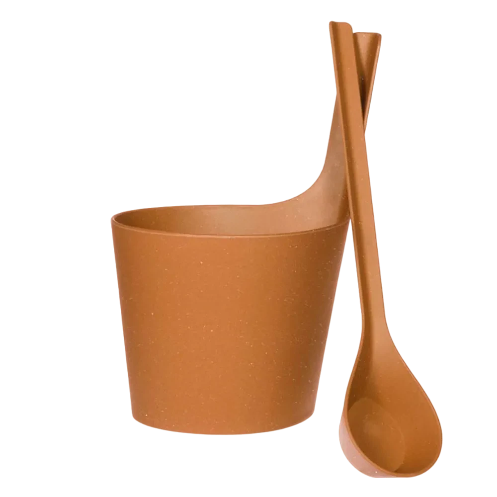 Комплект шайка + черпак Rento біокомпозит, коричневий, фото 1