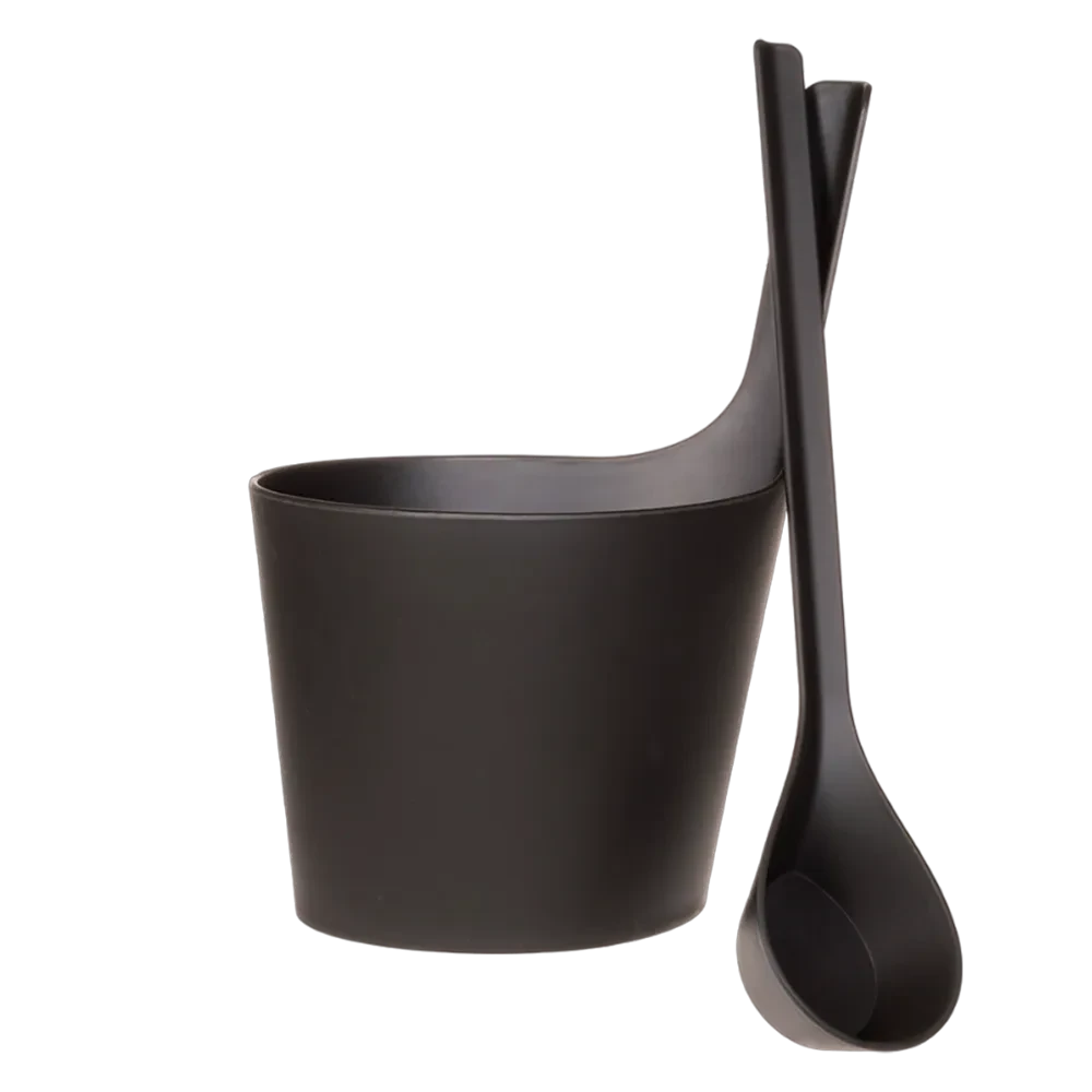 Комплект шайка + черпак Rento біокомпозит, чорний, фото 1