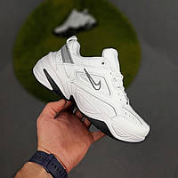 Жіночі шкіряні кросівки Nike M2K Tekno Білі з чорним та сріблом літні кросівки найк техно ТОП якість