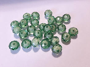 Намистини акрил "Рондель" зелений з білою серединкою 12 мм 500 грам