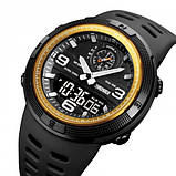 Водостійкий годинник (50 м) з подвійним часом Skmei 1655GDBK Gold-Black, фото 3