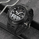 Водостійкий годинник (50 м) з подвійним часом Skmei 1655BKWT Black-White, фото 2