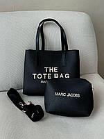 Женская сумка большая Marc Jacobs Tote Bag Black эко кожа сумка шопер Тоут черная с органайзером MJ