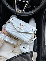 Женская сумка Louis Vuitton Wave White эко кожа Кросс боди белая 2 отделения с цепочкой и кошельком LV
