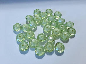 Намистини акрил "Рондель" салатовий з білою серединкою 13 мм 500 грам