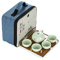 Дорожный керамический чайный набор, сервиз с подставкой для чайной церемонии на 4 персоны