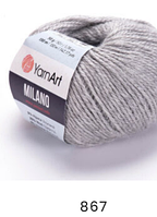 Нитки пряжа для в"язання напіввовна з альпакою  та віскозою MILANO Мілано YarnYart ЯрнАрт №  867