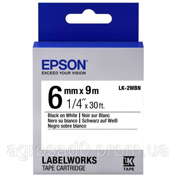 Epson LK2WBN для LW-300/400/400VP/700 Std Blk/Wht 6mm/9m AGS - фото 1 - id-p2097755990