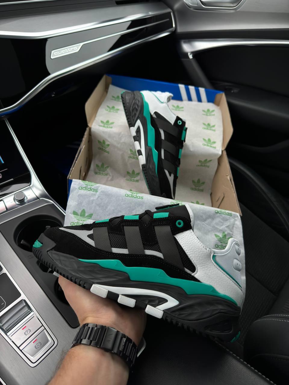 Чоловічі кросівки Adidas Originals Niteball PRM Black White Green Взуття Адідас Найтбол чорно-зелені демісезон