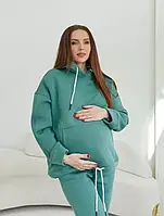 Теплый худи с капюшоном для беременных размер S/M Олива