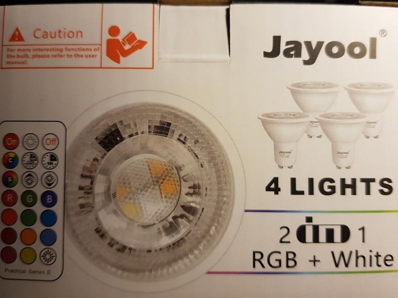 СВІТЛОДІОДНІ ЛАМПИ JAYOOL GU10 4 PACK 2 в 1 RGB + білий 5 Вт, фото 1