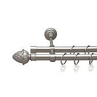 Карниз кований для штор подвійний сатин Цинара 16мм діаметр гладка комплект